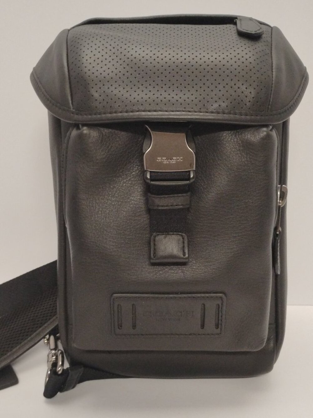 Coach Ranger Black Leather Sling Pack Men's Crossbody